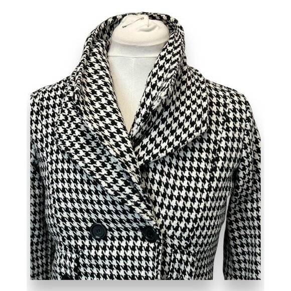 Jou Jou Womens Black & White Houndstooth Double-Breasted Coat Size L - Picture 2 of 9
